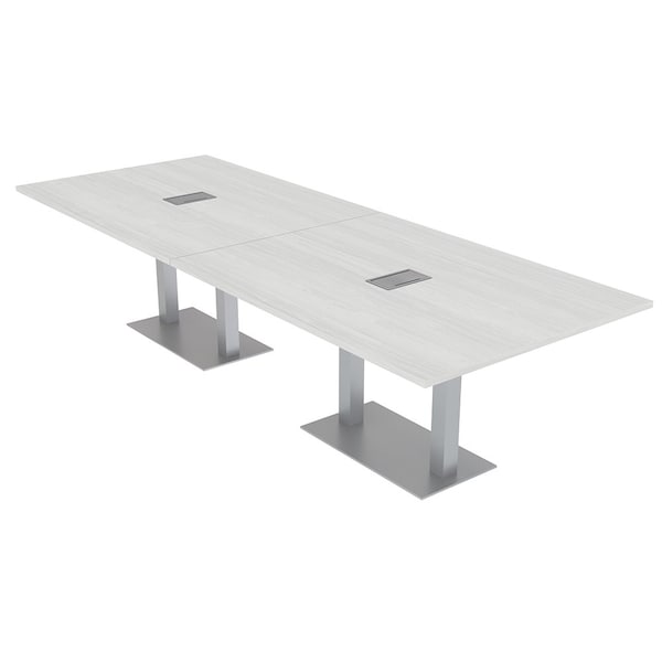 Skutchi Designs 45 in W, 144 in L, 29 in H, Engineered Wood Top, White HAR-REC-48x143-DOU-ELEC-WHCYPRESS - main
